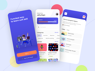 Learning softskill App🧠 blue coding colorfull course course app education fun ios design ios mobile design learn learning learning app lesson mentor mobile simple ui ui design uiux ux design