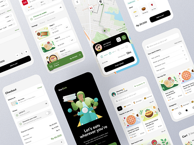 MariEats - Food Delivery App apps clean delivery design eat food green hungry illustration internet mobile modern restaurant simple ui ui design uiux ux ux design white