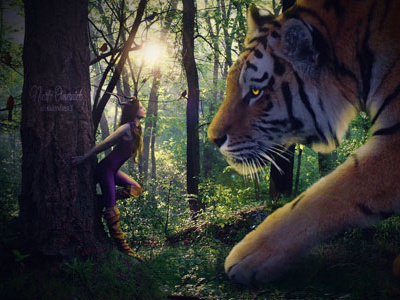 Facing Fear fantasy photo manipulation tiger