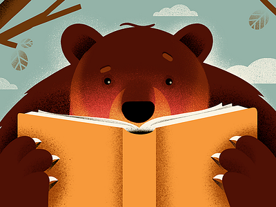 A bear with a book animation bear book building character construction frame human illustration reading resting storyboard style texture workers