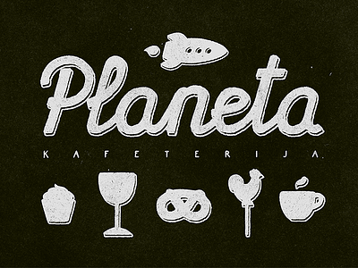 Planet cafe logo and identity. WIP
