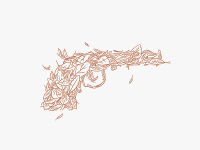 Autumn is a killer autumn doodle drawing gun hand illustration leaves line minimalistic