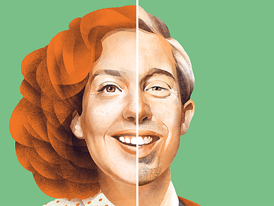 A cover for a magazine cover face head illustration magazine man portrait texture woman