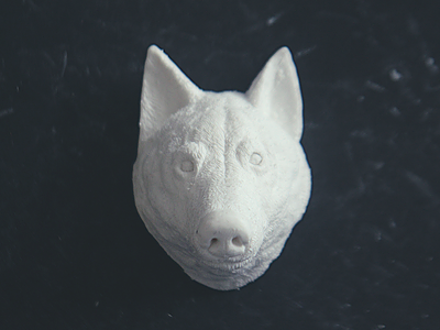 Sculpting a wolf head