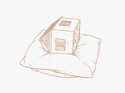 A Resting House brown doodle drawing house illustration line pillow resting sketch sleep