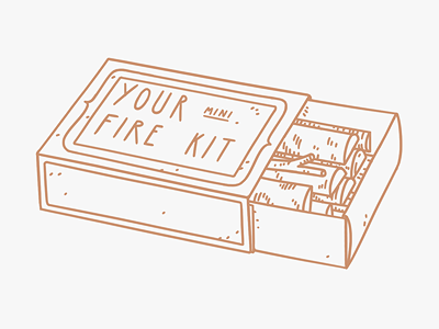 Your Mini Fire Kit branch doodle drawing e fot hand illustration letter matchbox matches typography wood