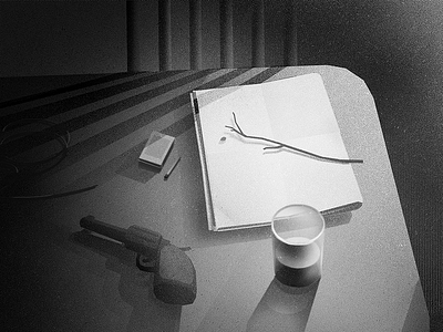 a thriiiillerr branch crime detective drawing gun illustration light newspaper novel paper scene texture thriller