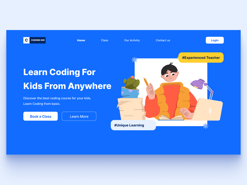 CODING KID-Course Hero Page Design by yuli ayu wandira on Dribbble