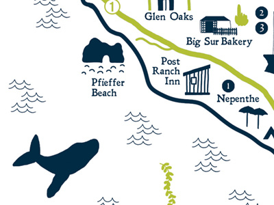 Big Sur Wedding Map big sur graphic design illsutration letterpress map travel wedding