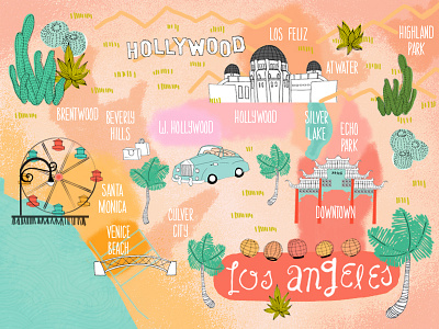 Los Angeles Map graphic design illustration map