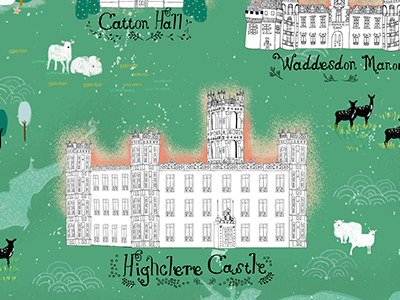 English Estates Map downton abbey illustration map