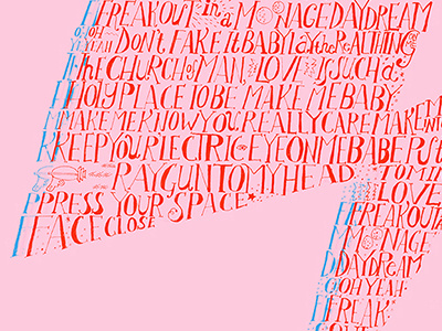 Moonage Daydream Pink david bowie illustration type typography ziggy stardust