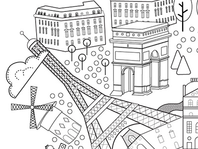 Paris Coloring Book design illustration map