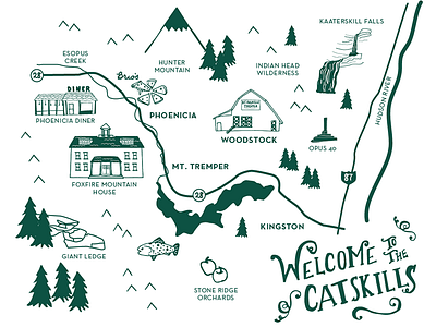 Illustrated Map of the Catskills illustration map