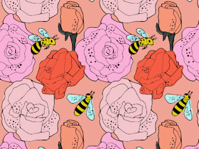 Rose and Bee Pattern