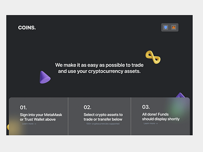 COINS Cryptocurrency HomePage branding ui