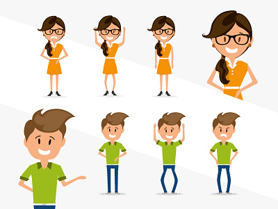 Vector characters characters glasses happy illustration peoples sad vector workers