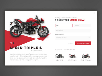Try the new Triumph's Speed Triple S bike clean flat form motorcycle popup shop triumph ui