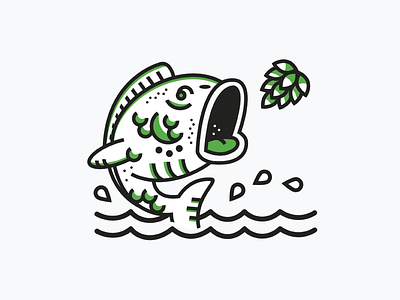A Hops Loving Fish animals fish green hops illustration splash vector