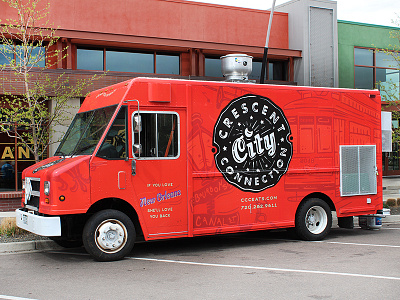 Food Truck branding cajun food truck hand drawn illustration logo red