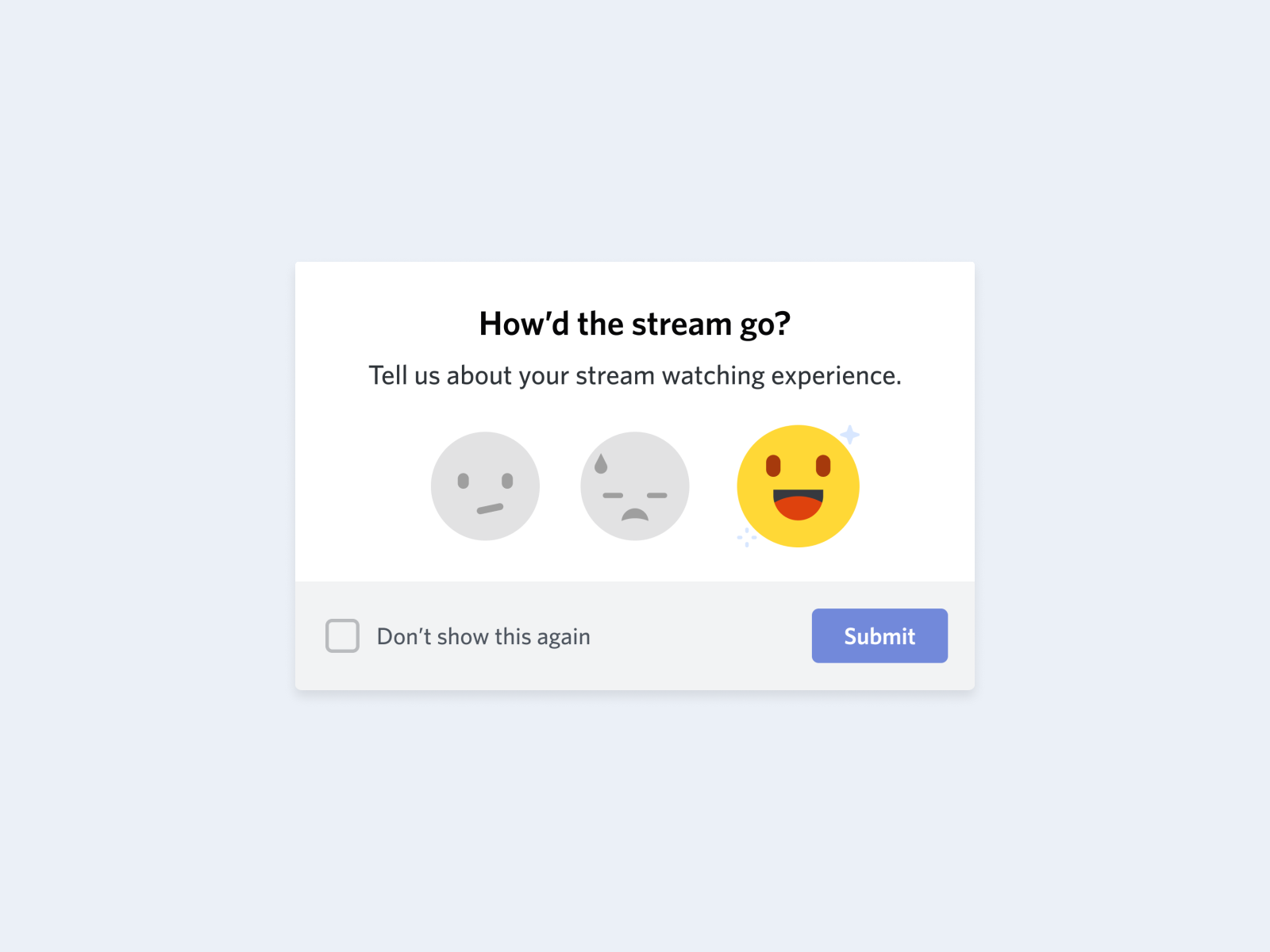 Feedback Modal discord emoji feedback games illustration modal product design rate stream