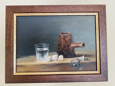 Still Life - Oil Painting copper glass oil on canvas oil painting plants still life