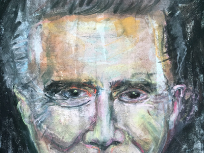 Regis abstract hand drawn pastel portrait