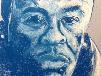 Dr Dre abstract hand drawn pastel portrait