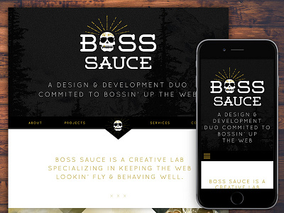 Boss Sauce Website boss homepage launch menu mobile mobile design new responsive skull ui web design website