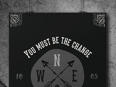 Change Poster arrows black compass distressed grayscale lines poster shapes white