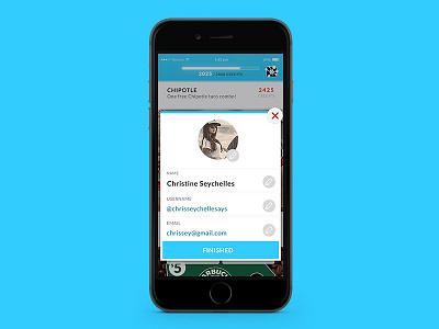 User Card for App app blue edit flat pop up profile social media ui ux