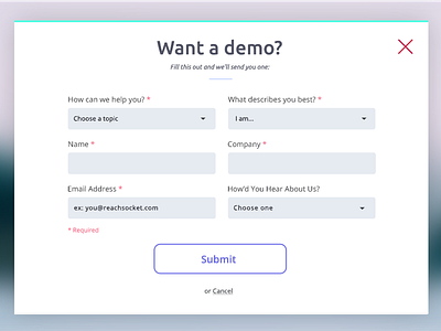Demo Request choose clean demo dropdown flat form menu popup simple ui ux web