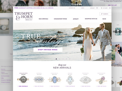 Trumpet and Horn Website ecommerce home page rings shopping ui ux website wedding