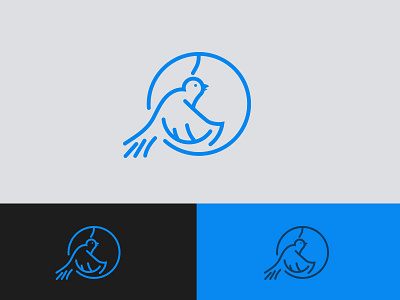 Bird in the moon bird blue canary icon line logo logomark moon