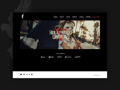 Hollywood Undead Website band band website black rap rock ui ux web design website