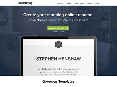 Resamazing Homepage homepage interactive macbook menu one page page resume web