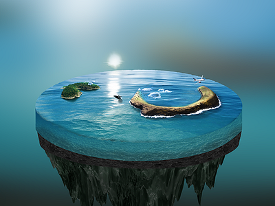Islands dolphin island photoshoped piece sea sun