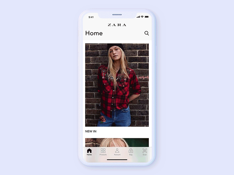Zara Application for iPhone X - Concept