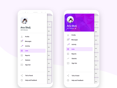 Sidebar navigation by Ana Škulj for Ars Futura on Dribbble
