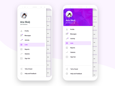 Sidebar navigation by Ana Škulj for Ars Futura on Dribbble