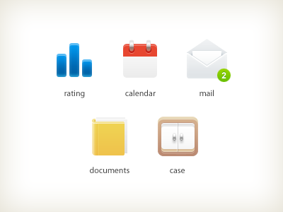Icons calendar case documents icon icons mail rating