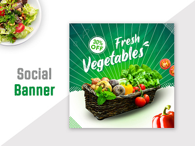 Vegetables social media banner ads design template