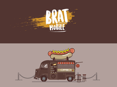 The Brat-Mobile branding bratwurst concept food food truck graphic design identity illustration illustrator logo market street food vector visual identity