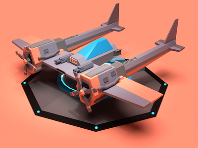 PZ38 3d art airplane asset forge aviation blender3d concept dieselpunk game asset illustration low poly render