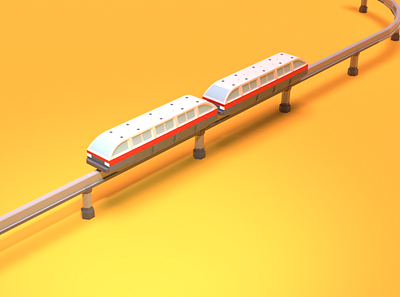 Asset Forge Daily Builds: MonoRail 3d 3d art asset forge blender3d illustration low poly monorail render