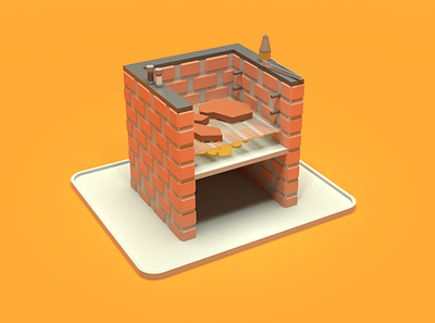 Asset Forge Daily build: Barbecue 3d art asset forge barbecue blender3d braai illustration low poly render