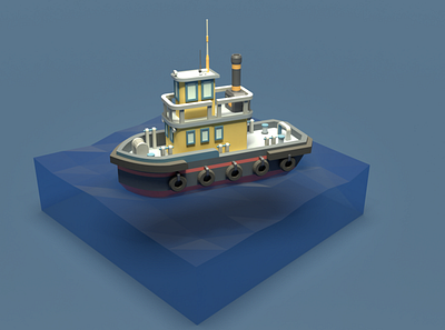 Asset Forge Daily build: Tugboat 3d art asset forge blender3d illustration low poly render tugboat