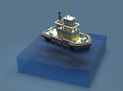 Asset Forge Daily build: Tugboat Angle 2 3d art asset forge blender3d illustration low poly render tugboat