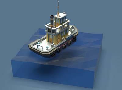 Asset Forge Daily build: Tugboat Angle 3 3d art asset forge blender3d illustration low poly render tugboat