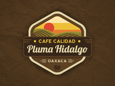 Pluma Hidalgo Logo agriculture badge brown coffee field logo quality seal